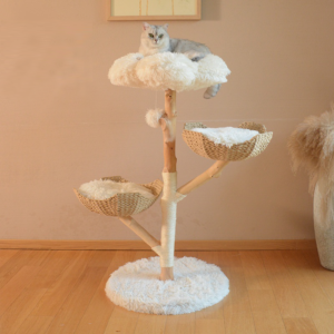 natural fruitwood rattan woven cat nest climbing frame 112111