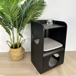 double‑layer cat nest table black